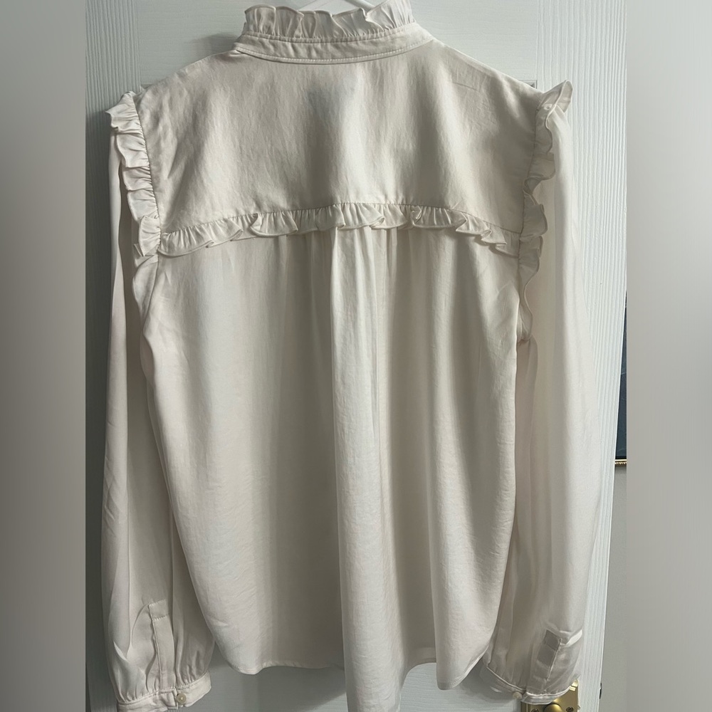 Ann Taylor Round Neck Ruffled Blouse - Picture 3 of 7